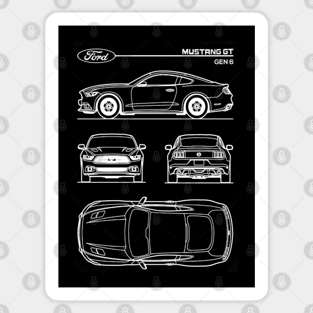 Ford Mustang GT Gen 6 Patent White Sticker by Luve